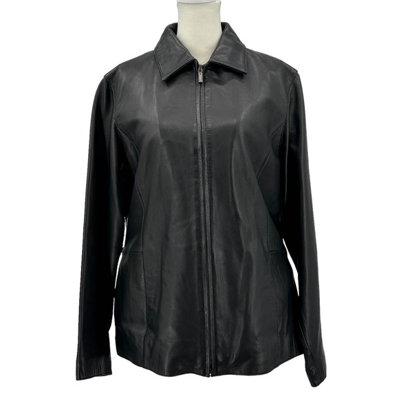 Port Authority Ladies Park Avenue Jacket in Buttery Black Leather Size Large - Picture 3 of 9